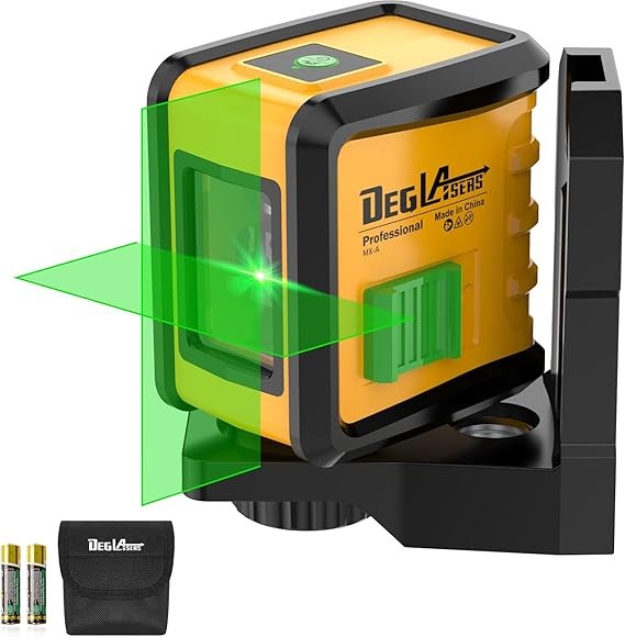 Self Leveling Laser Level,DEGLASERS 100ft Green Cross Line Laser Level,3 Brightness Adjustment,Manual Self leveling and Pulse Mode,IP54 Waterproof,Magnetic Bracket,Battery,Carrying Bag Included