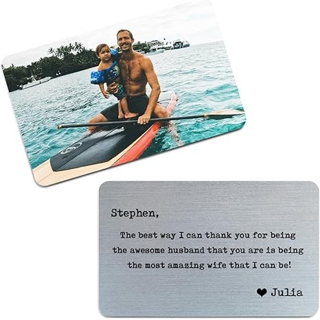 Personalized Wallet Card with Picture: Engraved Metal Insert for Husband, Dad & Men - Ideal for Father's Day, Military Deployment & Anniversary