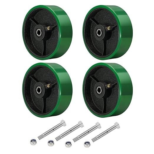 6 inch Caster Wheels Heavy Duty, Polyurethane on Steel Wheel, 1/2" Bore - Set of 4 Replacement Caster Wheel with 4800 lbs Capacity (4 Pack)