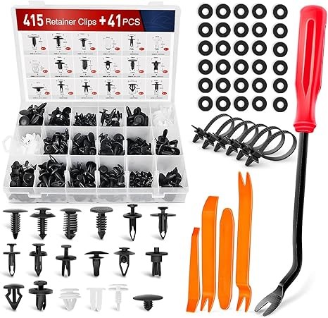 Nilight 415 Pcs Car Retainer Clips & Fastener Remover - 18 Most Popular Sizes Auto Push Pin Rivets Set -Door Trim Panel Clips Compatible with GM Ford Toyota Honda Chrysler,2 Years Warranty (CL-19)
